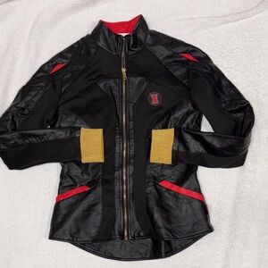 Disney marvel Black and Red Women's pleather zip jacket xs